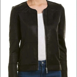 The Kooples Sport Leather Effect Moto Jacket S